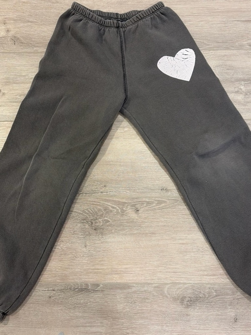 Katie J NYC Dark Gray Sweatpants with White Heart
